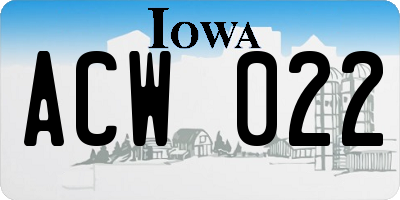 IA license plate ACW022