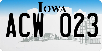 IA license plate ACW023