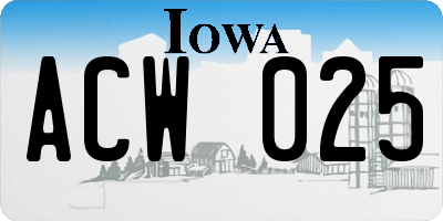 IA license plate ACW025