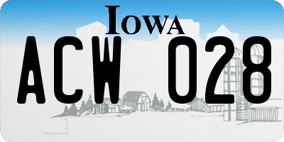 IA license plate ACW028