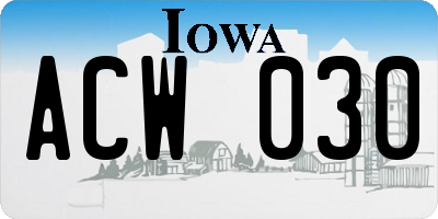 IA license plate ACW030