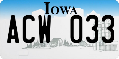 IA license plate ACW033