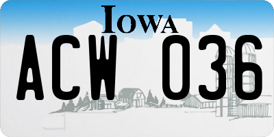 IA license plate ACW036