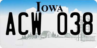 IA license plate ACW038