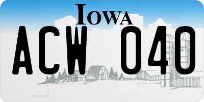IA license plate ACW040