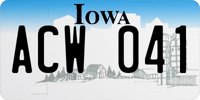 IA license plate ACW041