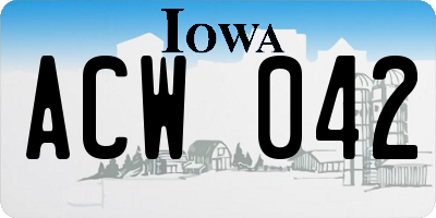 IA license plate ACW042
