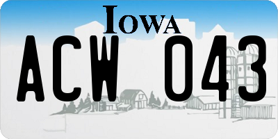 IA license plate ACW043