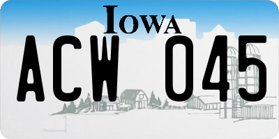 IA license plate ACW045
