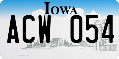 IA license plate ACW054