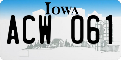 IA license plate ACW061