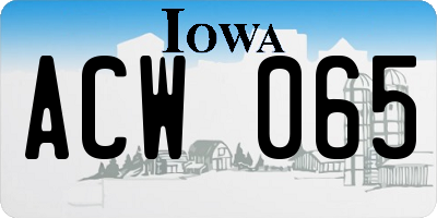 IA license plate ACW065
