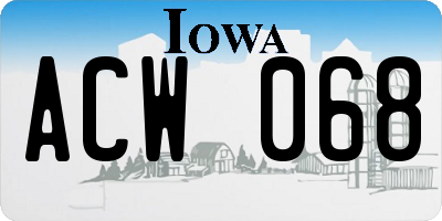 IA license plate ACW068