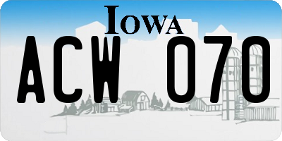IA license plate ACW070