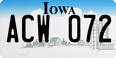 IA license plate ACW072