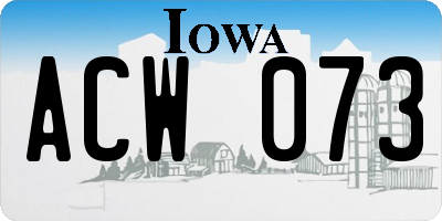 IA license plate ACW073
