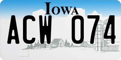 IA license plate ACW074