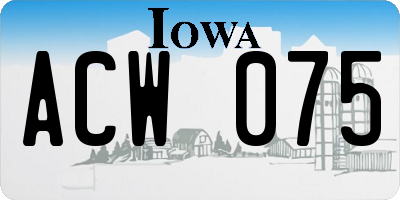 IA license plate ACW075