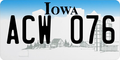 IA license plate ACW076