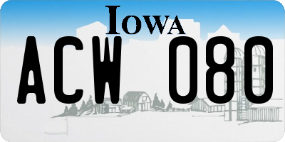 IA license plate ACW080