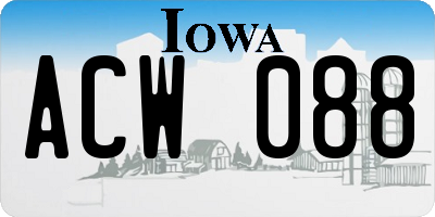 IA license plate ACW088