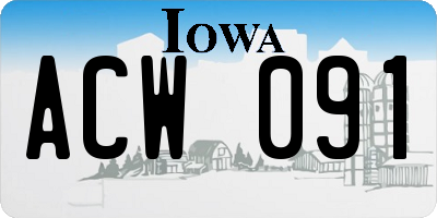 IA license plate ACW091