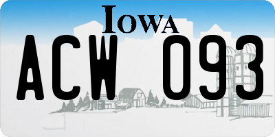 IA license plate ACW093