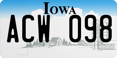 IA license plate ACW098