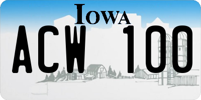 IA license plate ACW100