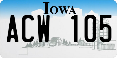 IA license plate ACW105