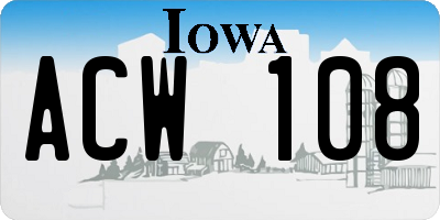 IA license plate ACW108