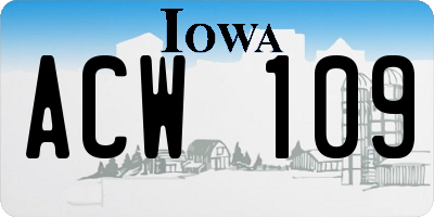 IA license plate ACW109