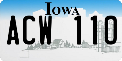 IA license plate ACW110