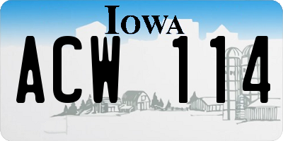 IA license plate ACW114