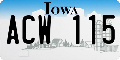 IA license plate ACW115