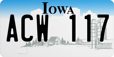 IA license plate ACW117