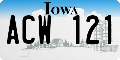 IA license plate ACW121