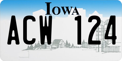 IA license plate ACW124