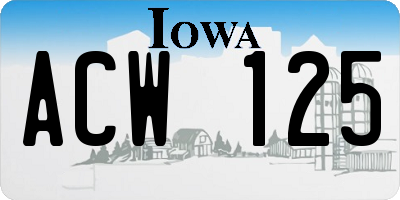 IA license plate ACW125