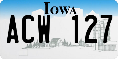 IA license plate ACW127