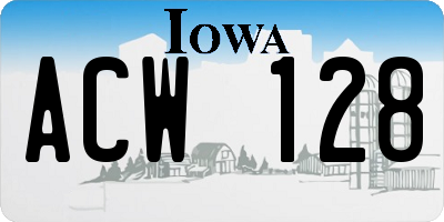 IA license plate ACW128