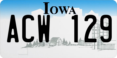 IA license plate ACW129