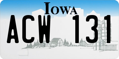 IA license plate ACW131