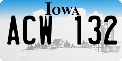 IA license plate ACW132