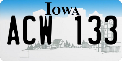 IA license plate ACW133