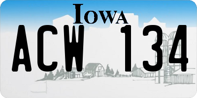 IA license plate ACW134