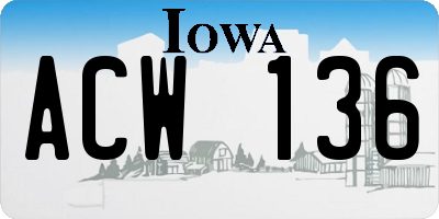 IA license plate ACW136