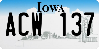 IA license plate ACW137