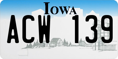 IA license plate ACW139