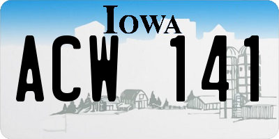 IA license plate ACW141